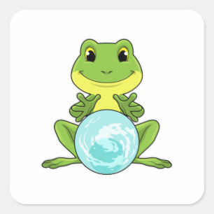Kikker met kristalbal vierkante sticker