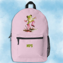 Kikker met Mooie Roze Laarzen in Plas Monogram