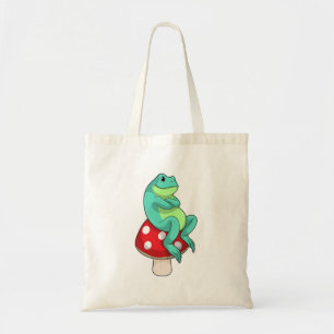 Kikker met paddenstoel tote bag