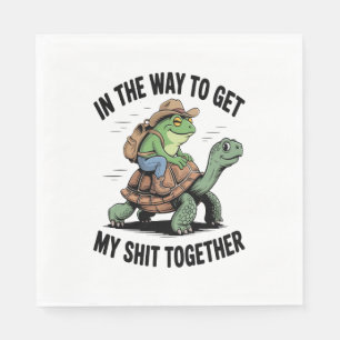 Kikker met Pet Rijdende Schildpad Servet