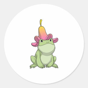 Kikker met Plumeria Ronde Sticker