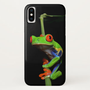 Kikker met rode, verven bomen iPhone x hoesje