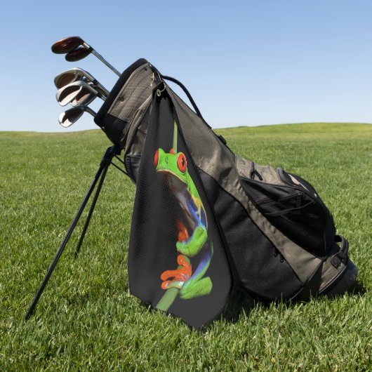 Kikker met rode, verven bomen golfhanddoek (Groen)