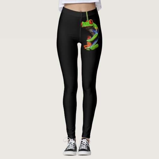 Kikker met rode, verven bomen leggings (Voorkant)