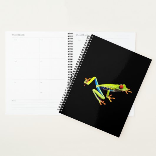 Kikker met rode, verven bomen planner (Display)