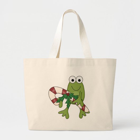 Kikker met snoepsuikerriet, T-shirts en cadeaus Grote Tote Bag (Voorkant)