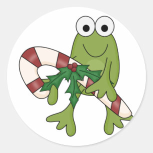 Kikker met snoepsuikerriet, T-shirts en cadeaus Ronde Sticker