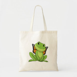Kikker met vlinder tote bag