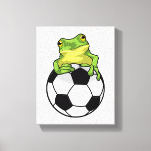 Kikker met Voetbal Canvas Afdruk