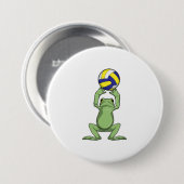 Kikker met volleybal ronde button 7,6 cm (Voorkant /achterkant)