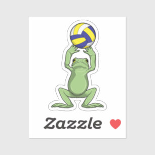 Kikker met volleybal sticker