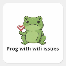 Kikker met WiFi-problemen Vierkante Sticker