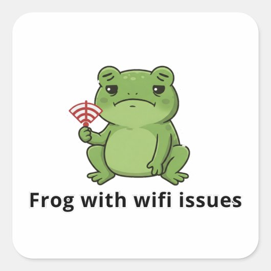 Kikker met WiFi-problemen Vierkante Sticker (Voorkant)