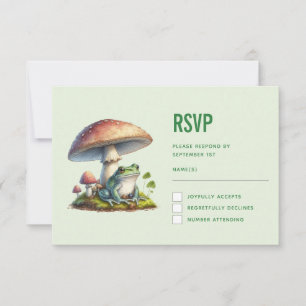 Kikker onder een paddestoel Cute Natuur Bruiloft RSVP Kaartje