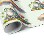Kikker onder een paddestoel Cute natuurpatroon Cadeaupapier (Rol Hoek)