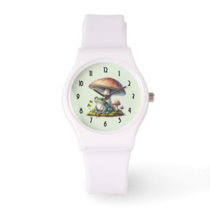 Kikker onder een paddestoel Schattige natuur Horloge