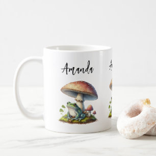 Kikker onder een paddestoel Schattige natuur Koffiemok