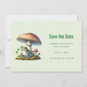 Kikker onder een paddestoel Schattige natuur Save The Date