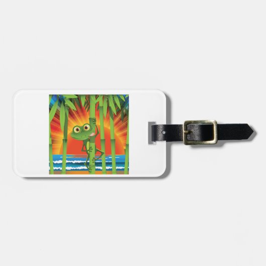 Kikker op Bagagelabels van bamboe (Voorkant horizontaal)