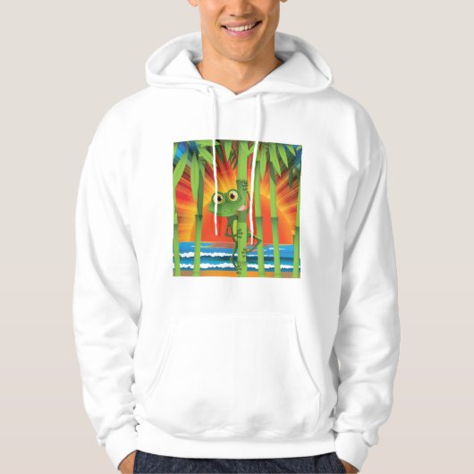 Kikker op Bamboe Mannen Hoodie (Voorkant)