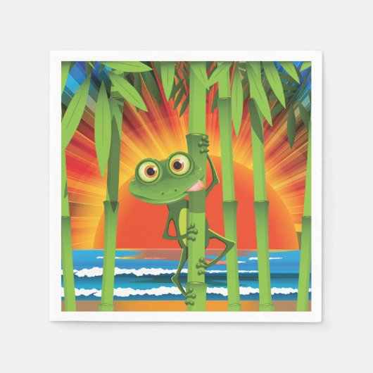 Kikker op bamboe papieren servetten (Voorkant)