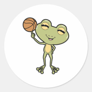 Kikker op Basketball Sports Ronde Sticker