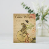 Kikker op Bicycle Frans Briefkaart (Staand voorkant)