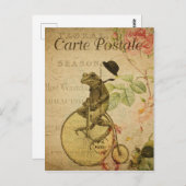Kikker op Bicycle Frans Briefkaart (Voorkant / Achterkant)