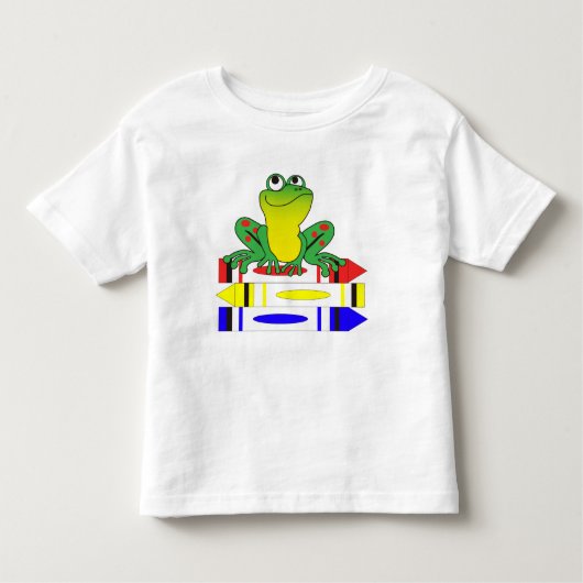 Kikker op Crayons Kinder Shirts (Voorkant)