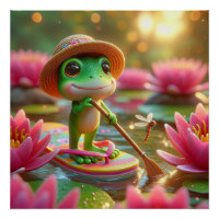 Kikker op een flip-flop in een vijver