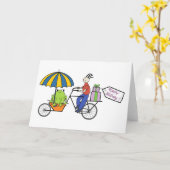 kikker op een kaart van de fietsverjaardag (Gele Bloem)