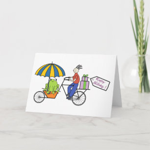 kikker op een kaart van de fietsverjaardag