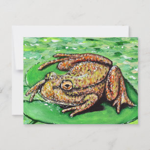 Kikker op een Lily Pad schilderij Briefkaart