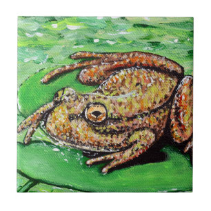 Kikker op een Lily Pad schilderij Tegeltje