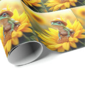 Kikker op een zonnebloem cadeaupapier (Rol Hoek)