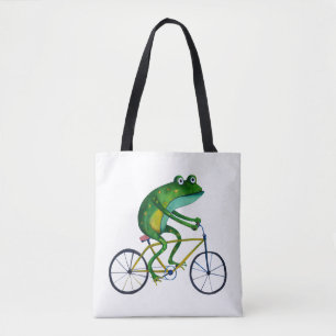 Kikker op fiets draagtas