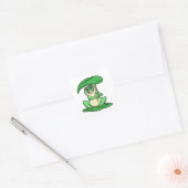 Kikker op Leaf met Umbrella Vierkante Sticker (Envelop)