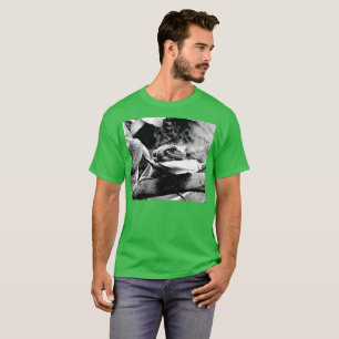 Kikker op leder B+W T-shirt