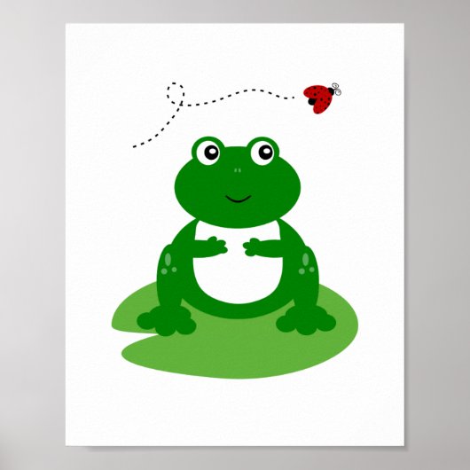 Kikker op Lily Pad met Ladybug Nursery Wall Art Poster (Voorkant)
