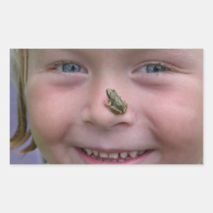 Kikker op neus rechthoekige sticker