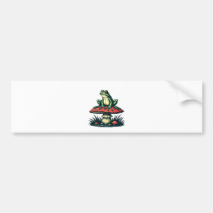 Kikker op Paddenstoel Cottagecore Bos Magische Pad Bumpersticker