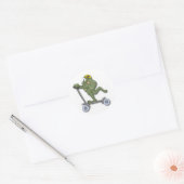 Kikker op Scooter Ronde Sticker (Envelop)