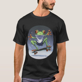 Kikker op Skateboard Waterverf T-shirt