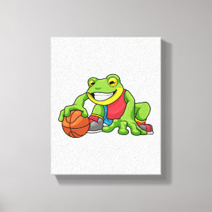 Kikker op sport met Basketball Canvas Afdruk