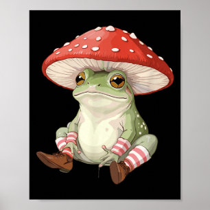 Kikker Paddenstoel Bos Natuur Esthetisch Cottageco Poster