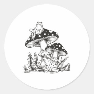 Kikker Paddenstoel Bos Vintage Natuur Esthetisch C Ronde Sticker