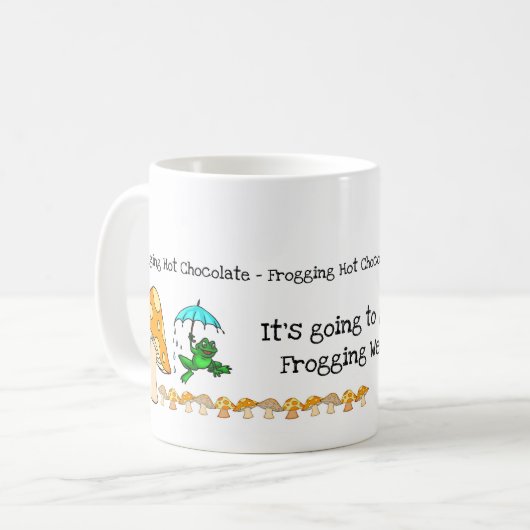 Kikker, paddenstoel, Mok met warme chocolade (Voorkant links)