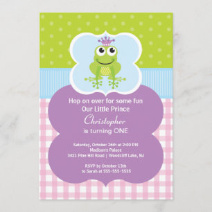 Kikker Prince Birthday Party Invitation Kaart