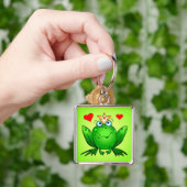 Kikker Prince Crown and Hearts Green Sleutelhanger (Hand)