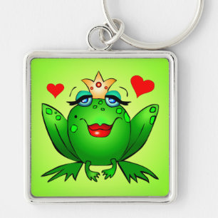 Kikker Princess Crown en Hearts Green Sleutelhanger